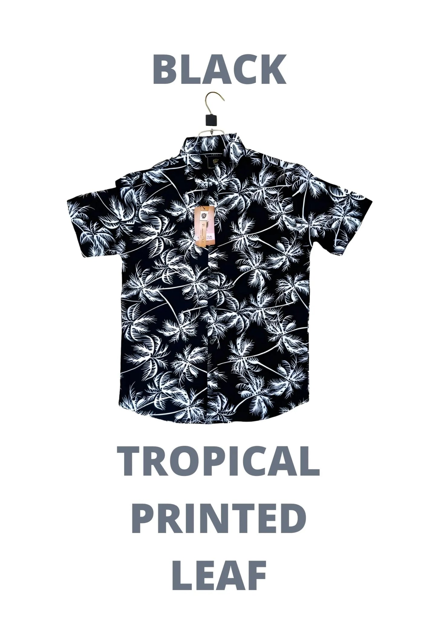 Black Palm Leaf Printed Shirt for Men – Summer Tropical Design