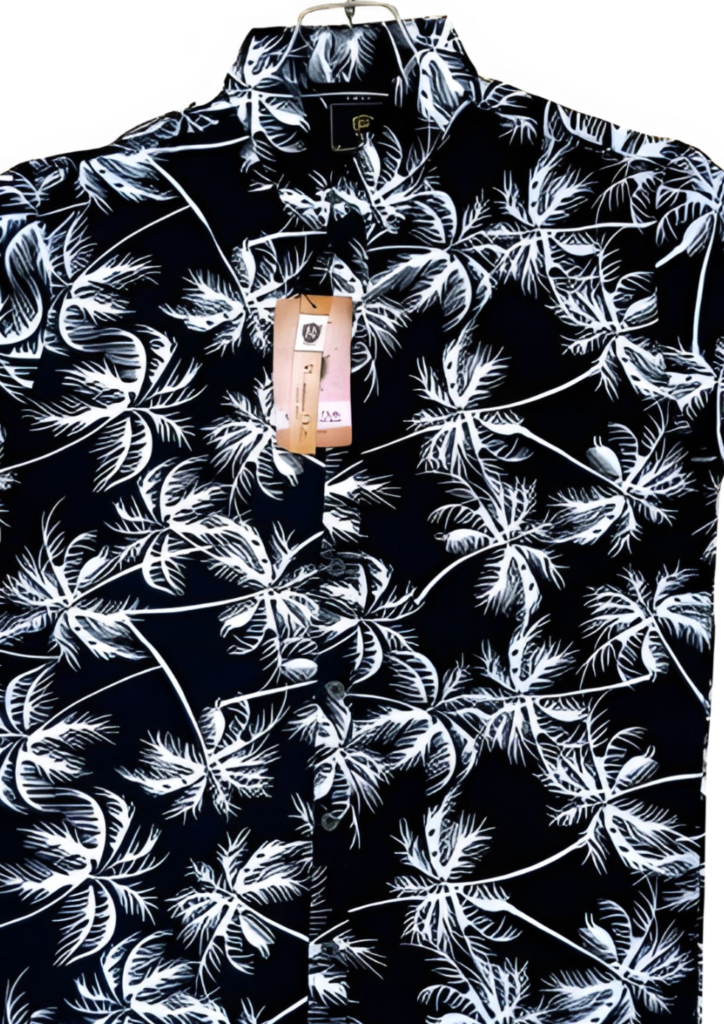 Black Palm Leaf Printed Shirt for Men – Summer Tropical Design