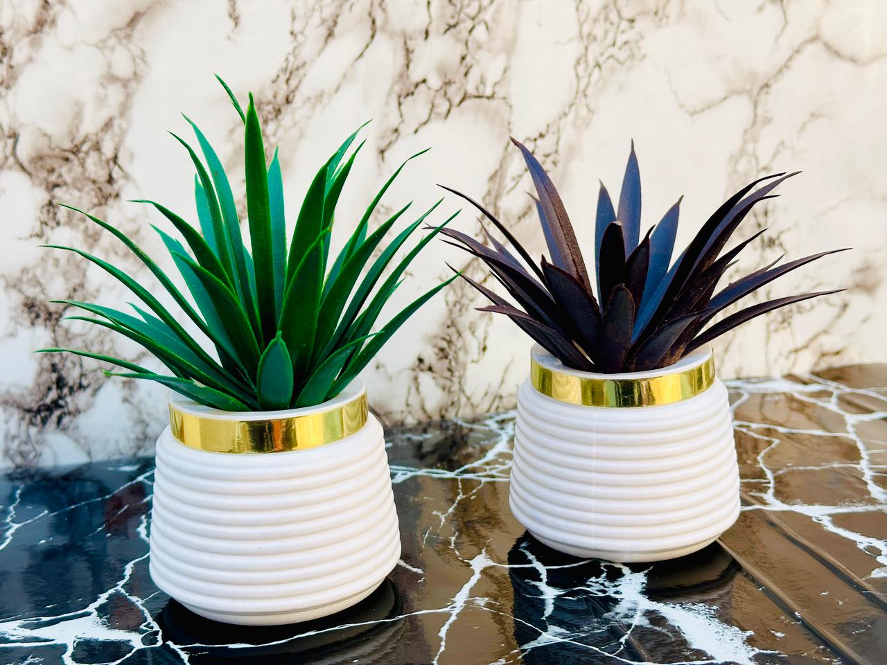 Pack of 2 Premium Mini Artificial Plants for Home & Office Decor