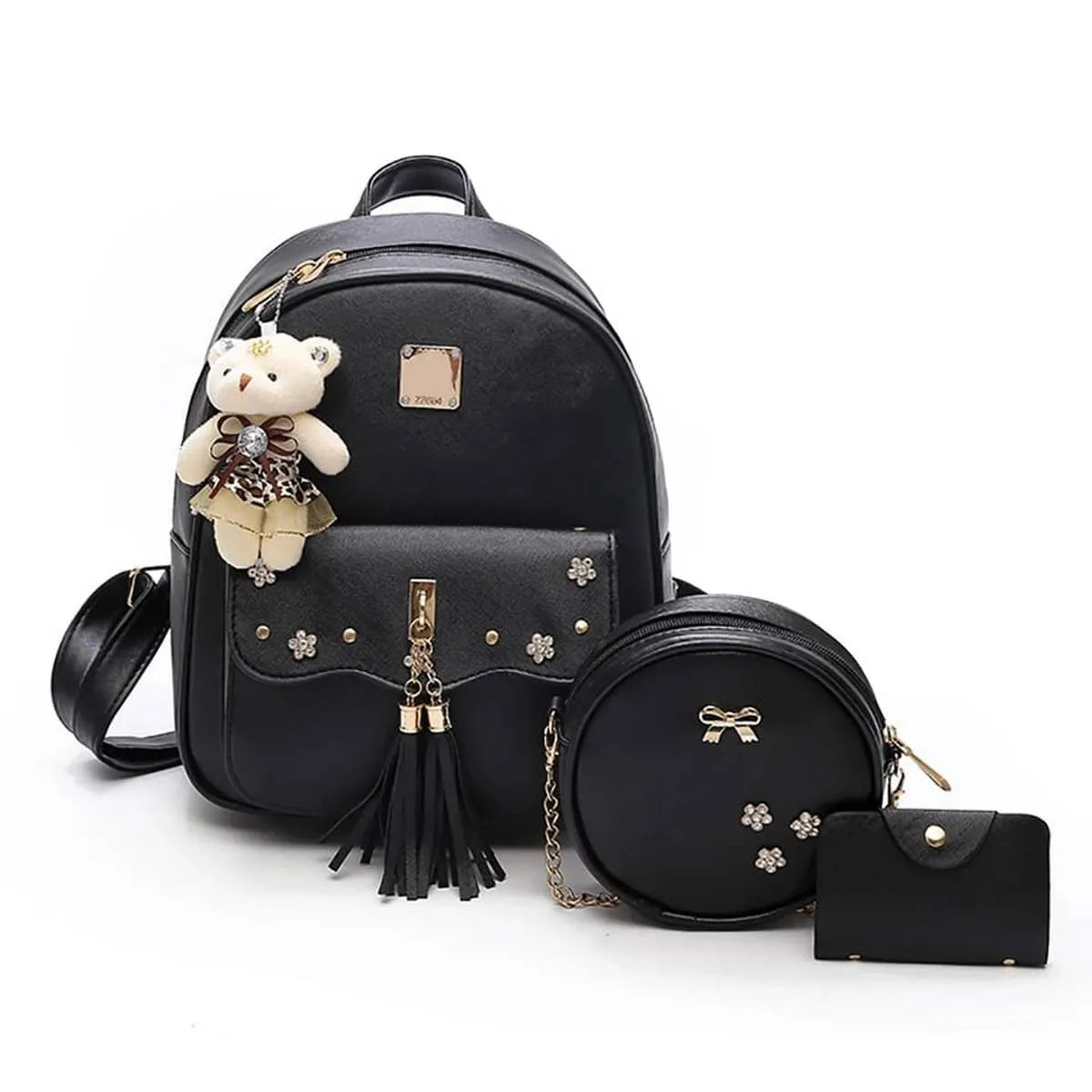 3 Pcs Sets Women Leather Backpack