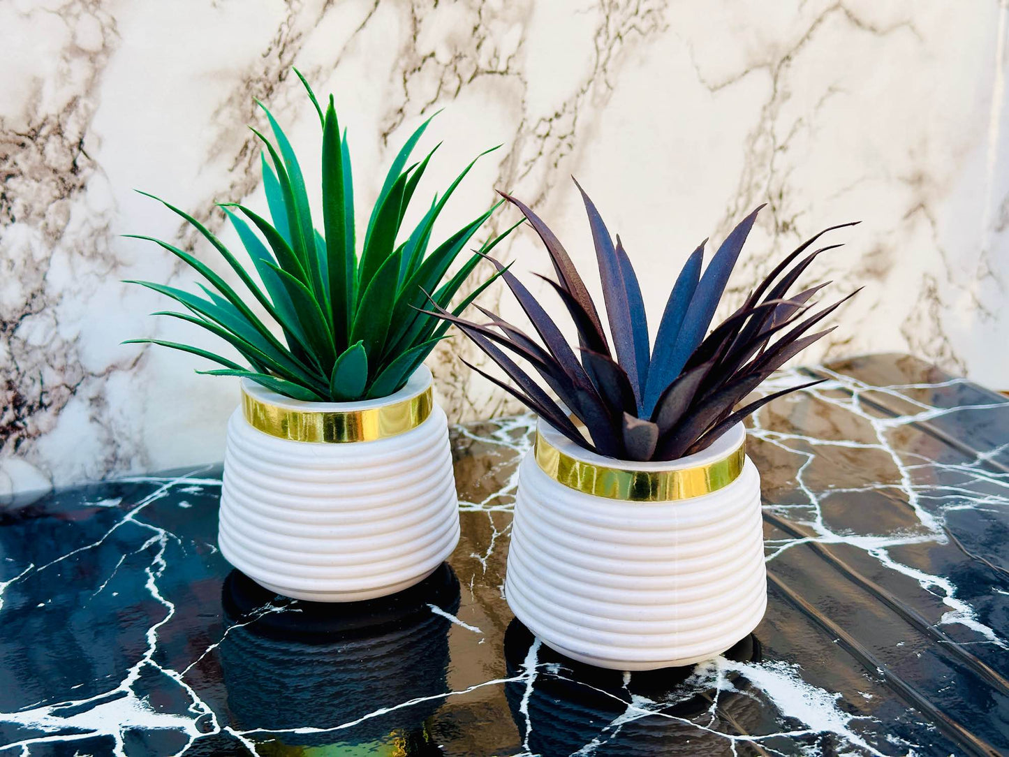 Pack of 2 Premium Mini Artificial Plants for Home & Office Decor