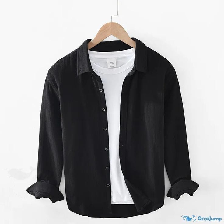 Men;s long sleeves navy blue shirt with under white T Shirt