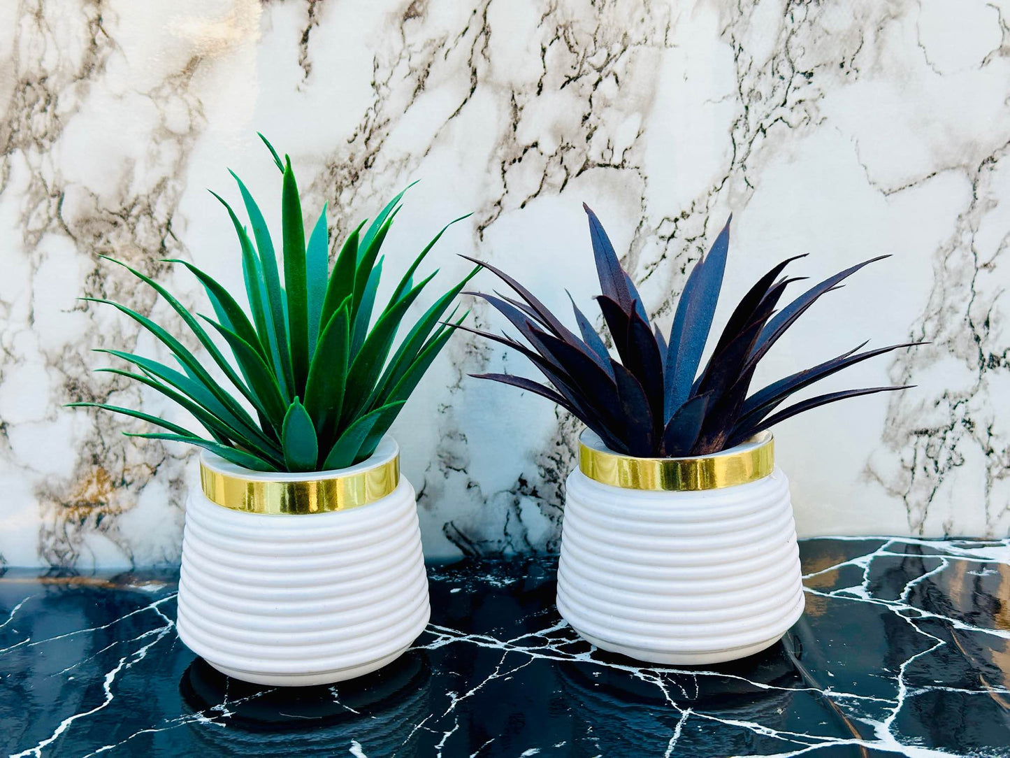 Pack of 2 Premium Mini Artificial Plants for Home & Office Decor