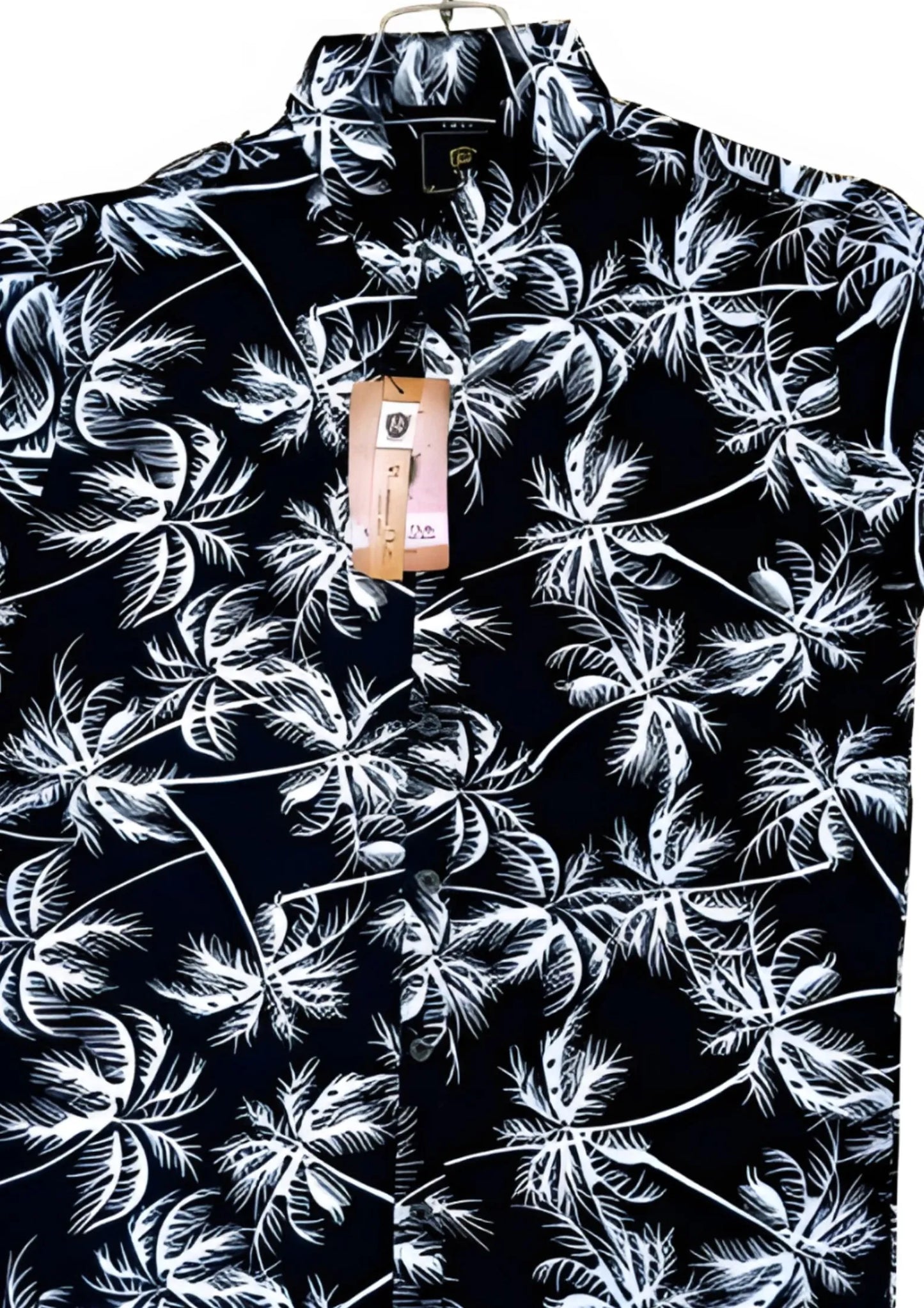 Black Palm Leaf Printed Shirt for Men – Summer Tropical Design