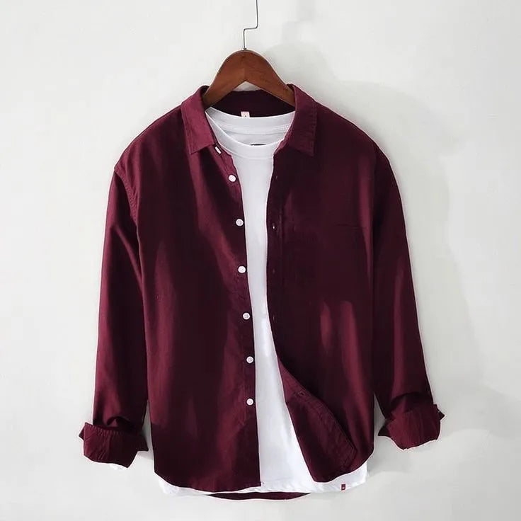 Men;s long sleeves navy blue shirt with under white T Shirt