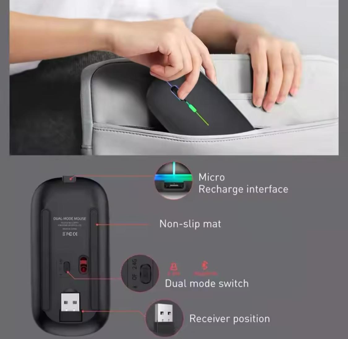 Rechargeable Bluetooth Mouse Plug and Play for Gaming